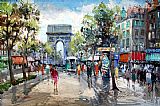 Unknown Artist Paris Street Scene painting